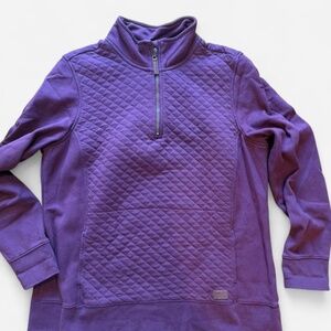 L.L. Bean Purple Quilted Quarter Zip Pullover Sweatshirt Size XL